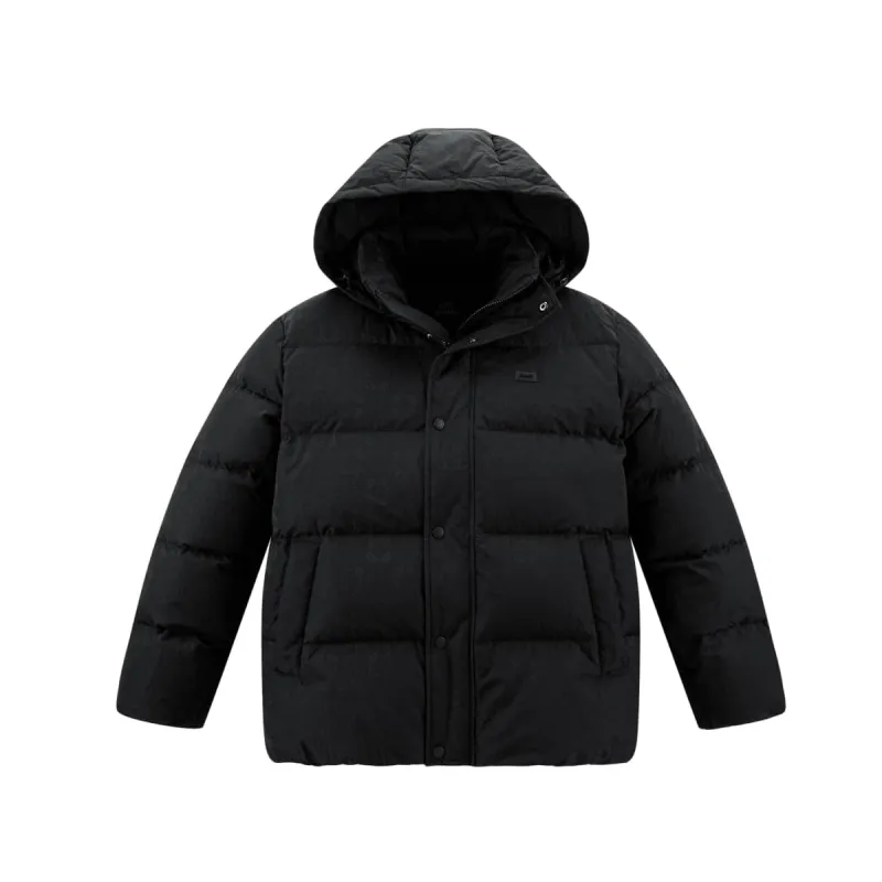 Men's Allover Tonal Jacquard Hooded Down Jacket sold by PEACEBIRD