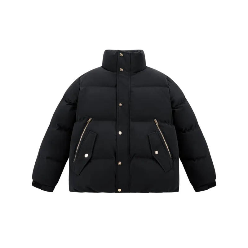 Men's Short Black-Gold Puffer Jacket sold by PEACEBIRD
