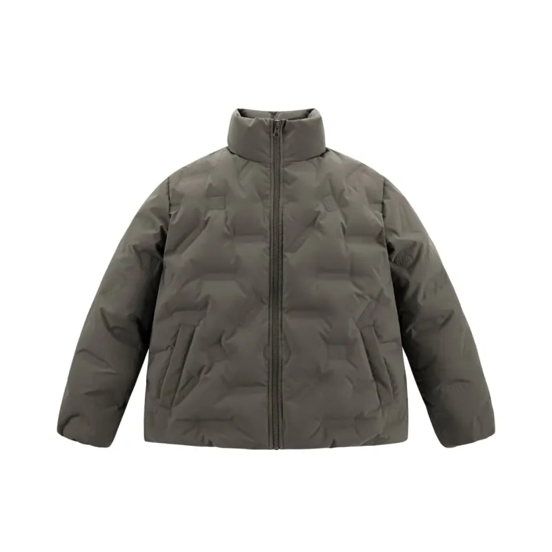 Men's Brown Letter-Bonded Puffer Jacket sold by PEACEBIRD