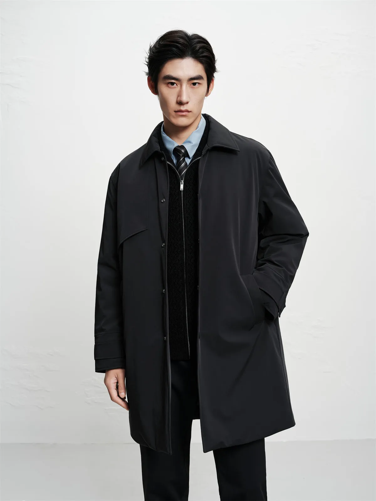 Men's Trench-Style Mid-Length Down Coat sold by PEACEBIRD product image thumbnail 2