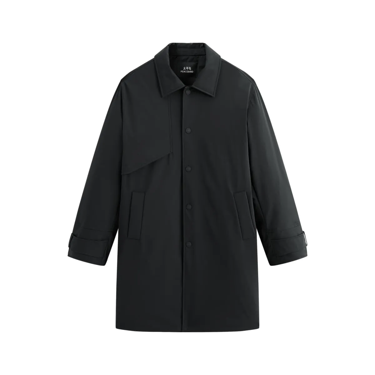 Men's Trench-Style Mid-Length Down Coat sold by PEACEBIRD