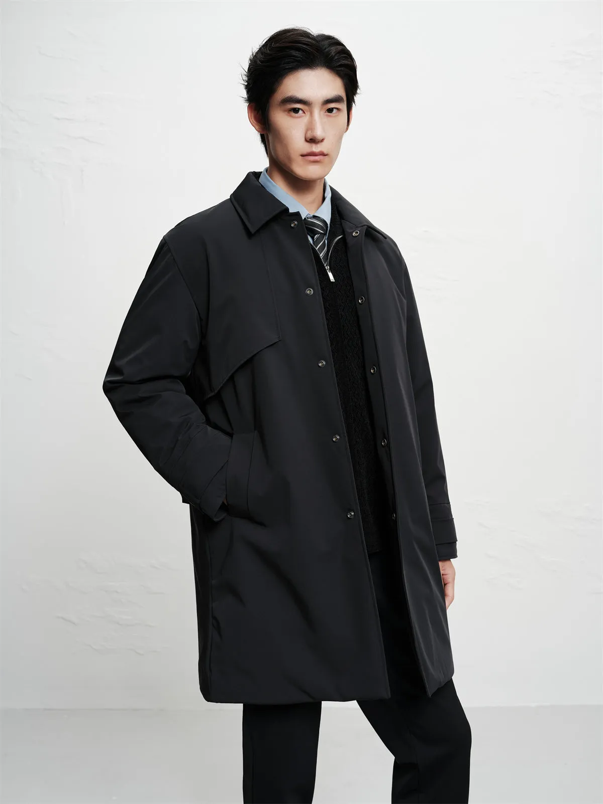 Men's Trench-Style Mid-Length Down Coat sold by PEACEBIRD product image thumbnail 4