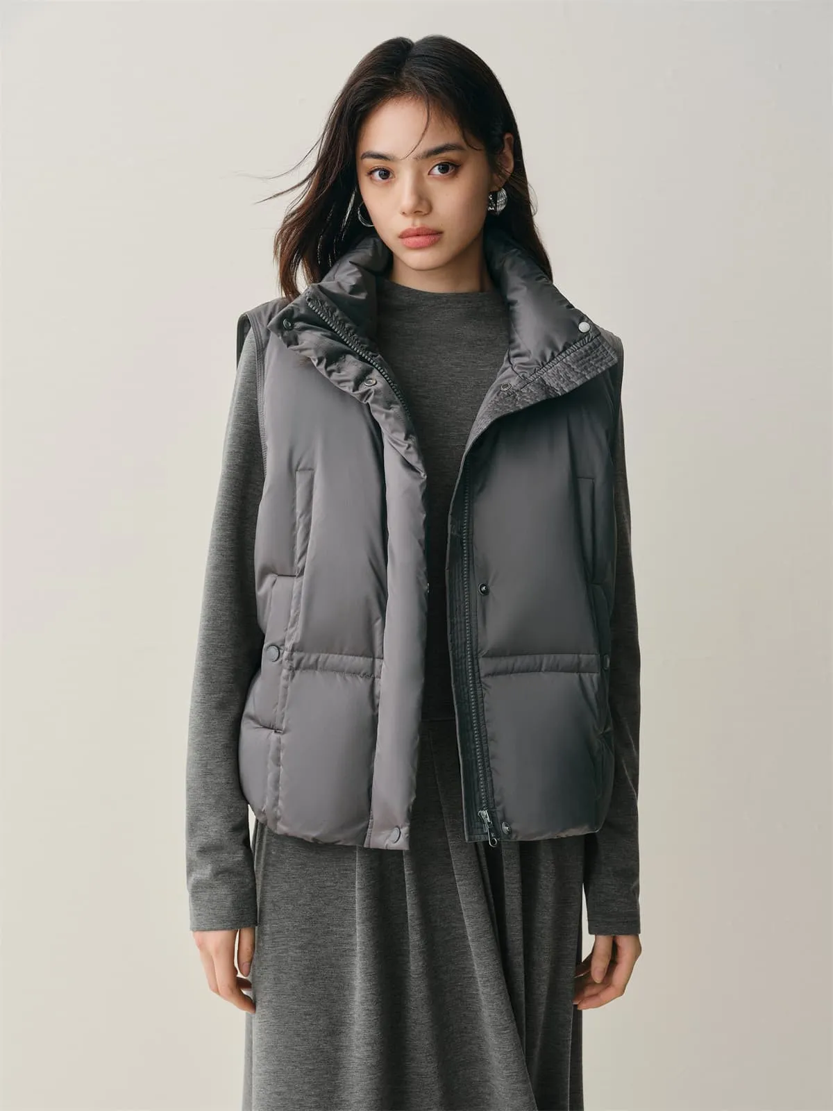 Women's Oversized Straight Down Vest sold by PEACEBIRD product image thumbnail 3