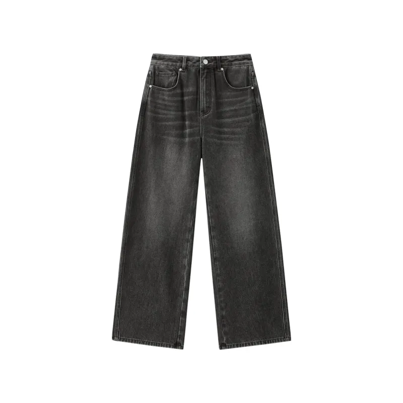 Women's High-Waist Brushed Wide-Leg Jeans sold by PEACEBIRD