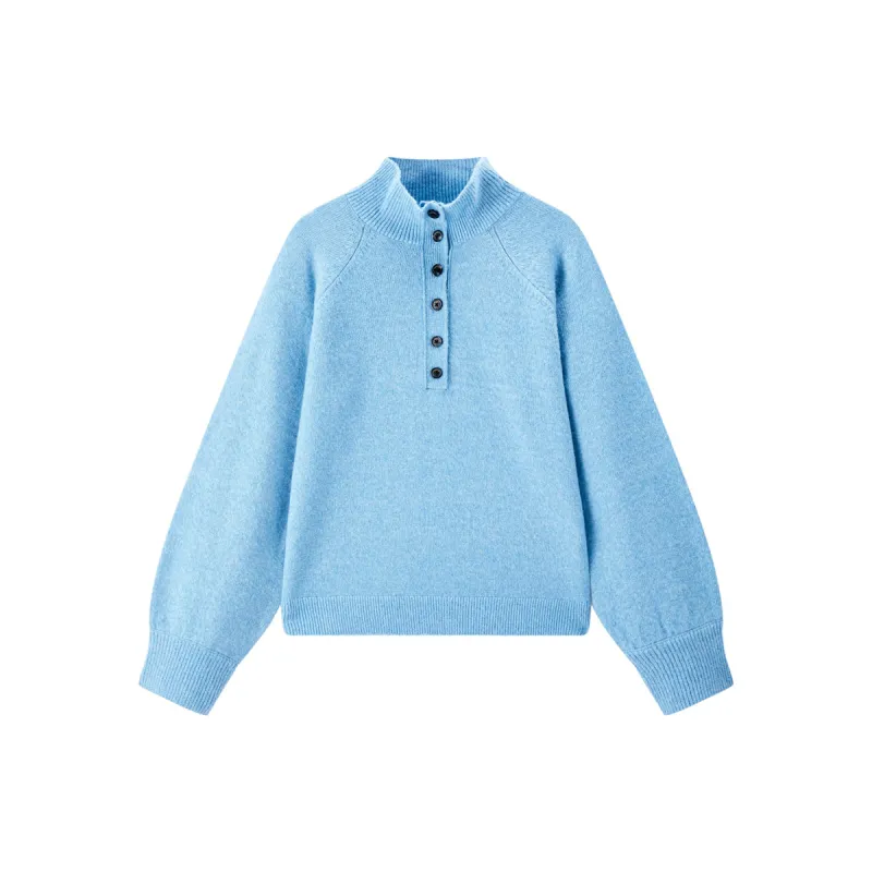 Women's Half-Zip High-Neck Knit Sweater sold by PEACEBIRD