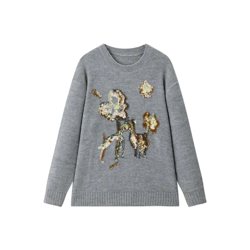 Women's 3D Floral Oversized Knit Sweater sold by PEACEBIRD