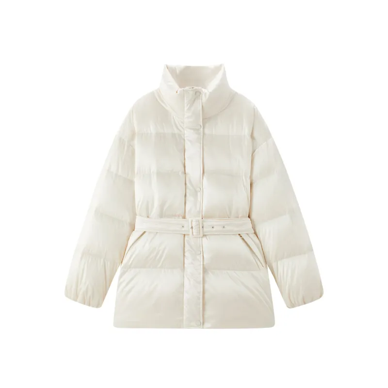 Women's Glossy Belted Thermal Down Jacket sold by PEACEBIRD