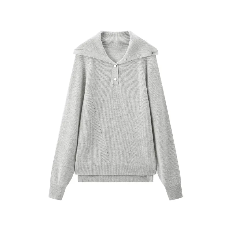 Women's Wide-Lapel Pullover Knit Sweater sold by PEACEBIRD