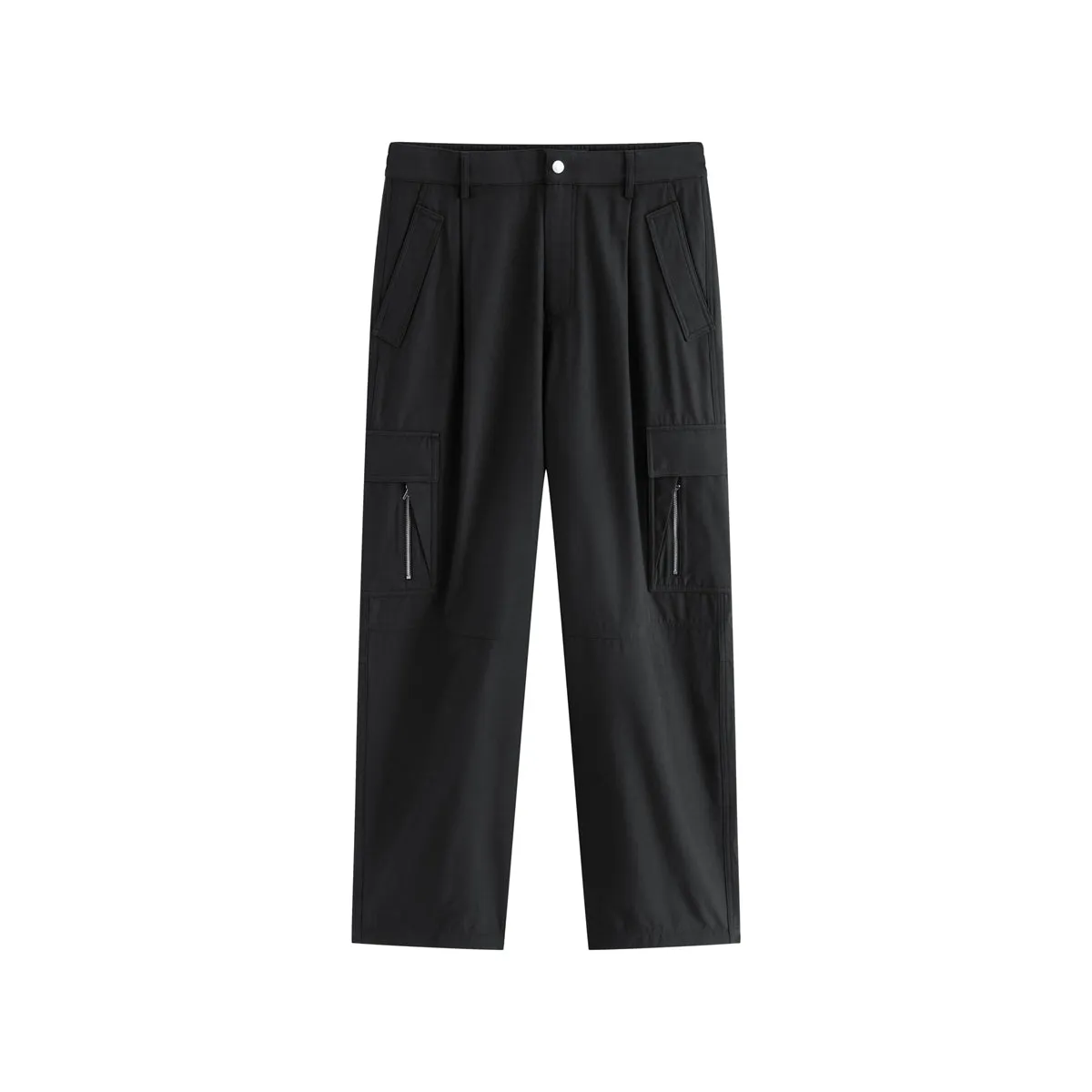 Men's Wide-Leg Cargo Pants with Drawstring Cuffs sold by PEACEBIRD