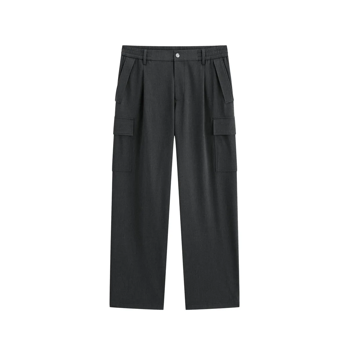 Men's Dark Gray Straight-Leg Cargo Pants sold by PEACEBIRD