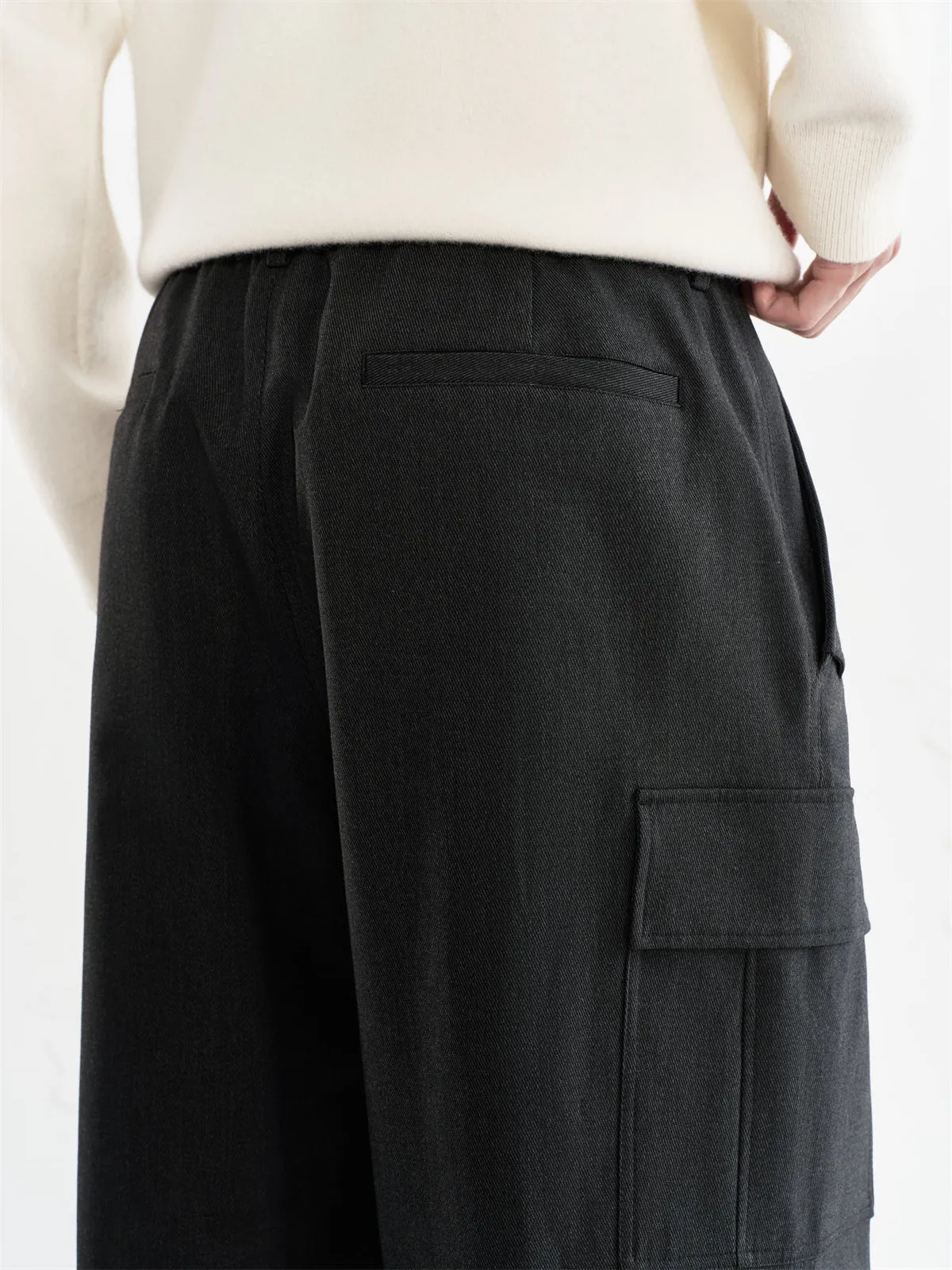 Men's Dark Gray Straight-Leg Cargo Pants sold by PEACEBIRD product image thumbnail 5