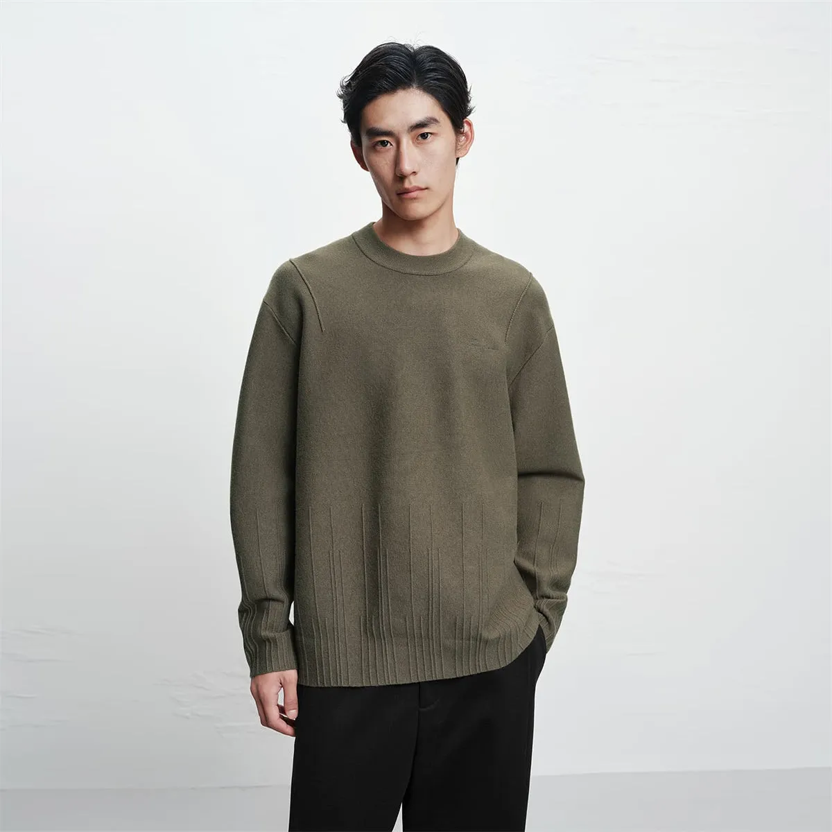 Men's Textured Solid Pullover Sweater sold by PEACEBIRD product image thumbnail 2