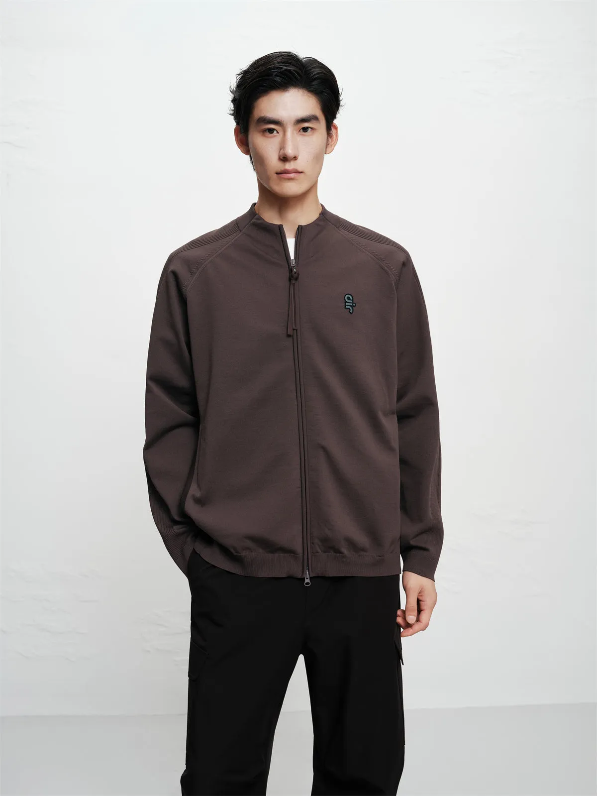 Men's Raglan-Sleeve Jacquard Zip-Up Knit Cardigan sold by PEACEBIRD product image thumbnail 2