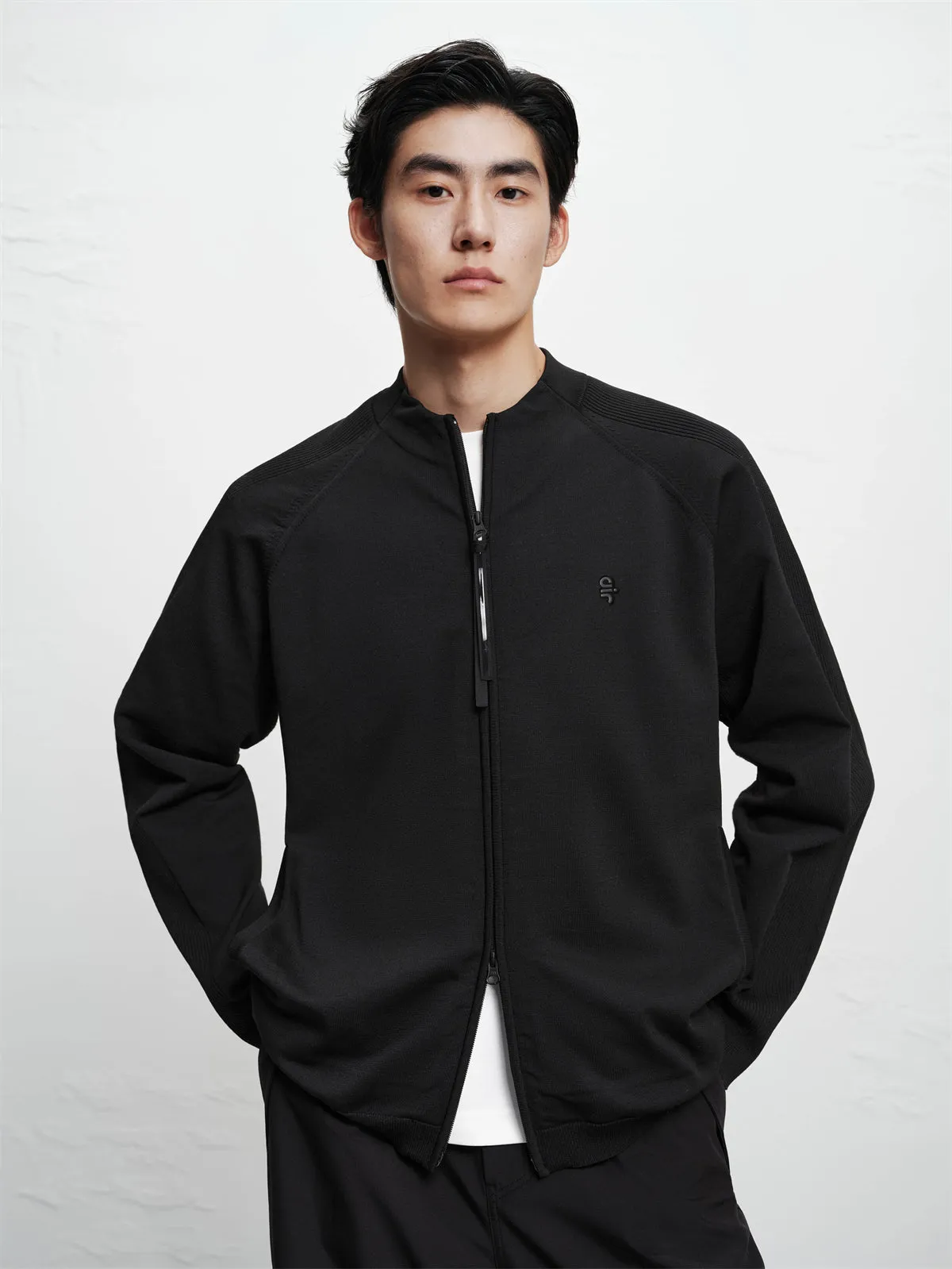 Men's Raglan-Sleeve Jacquard Zip-Up Knit Cardigan sold by PEACEBIRD product image thumbnail 2