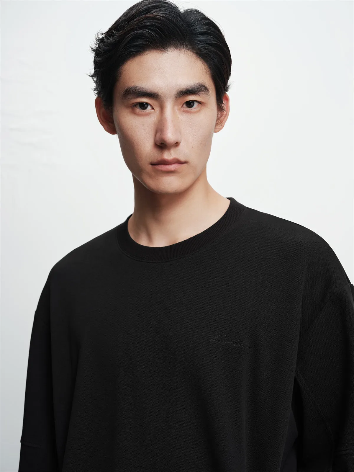 Men's Solid Pullover Sweatshirt with Elastic Hem sold by PEACEBIRD product image thumbnail 4