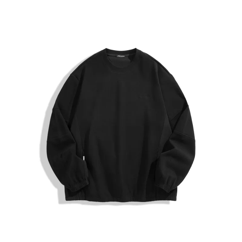 Men's Solid Pullover Sweatshirt with Elastic Hem made by PEACEBIRD