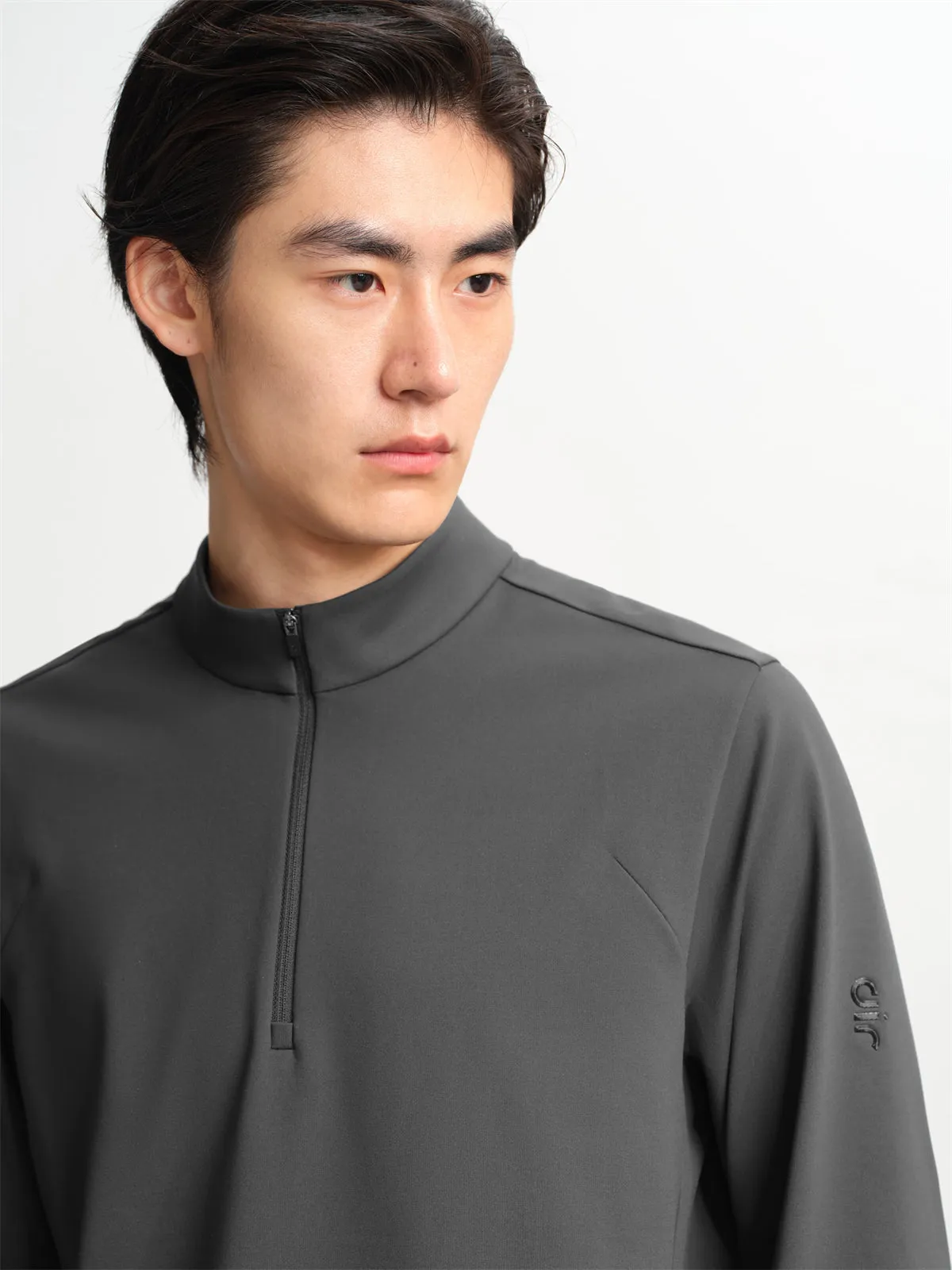 Men's Embroidered Half-Zip Fleece-Lined Sweatshirt sold by PEACEBIRD product image thumbnail 4
