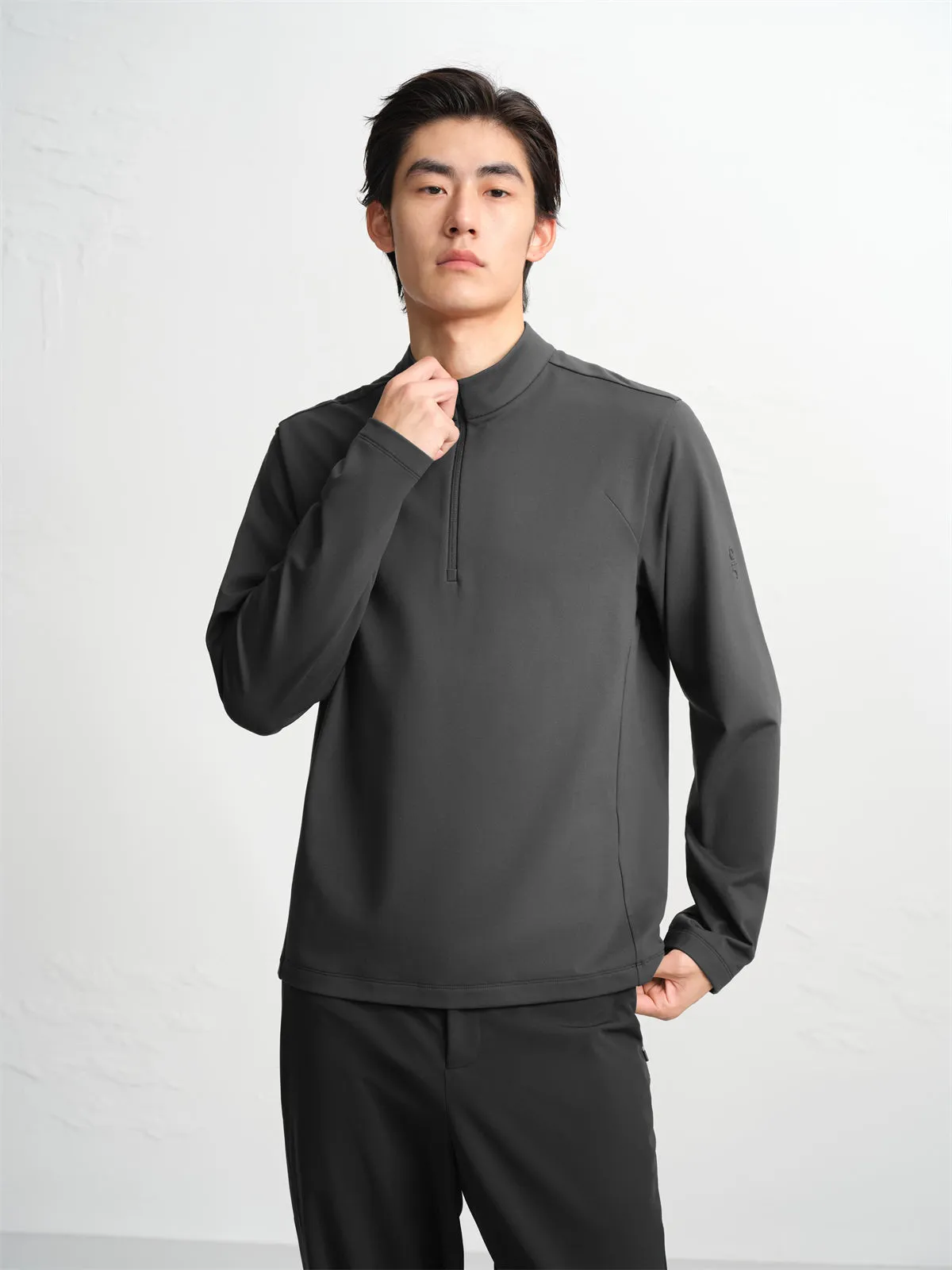 Men's Embroidered Half-Zip Fleece-Lined Sweatshirt sold by PEACEBIRD product image thumbnail 2