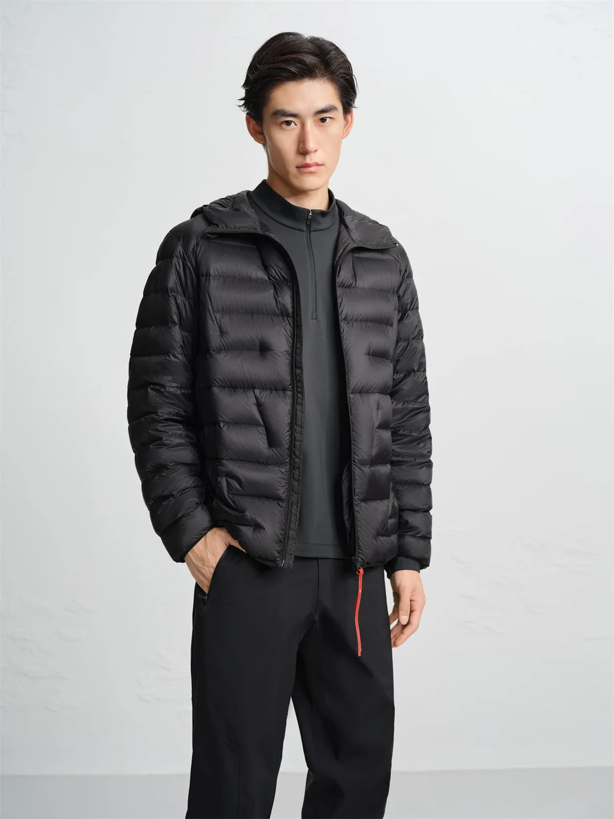 Men's Hooded Goose Down Jacket with Contrast Details sold by PEACEBIRD product image thumbnail 2