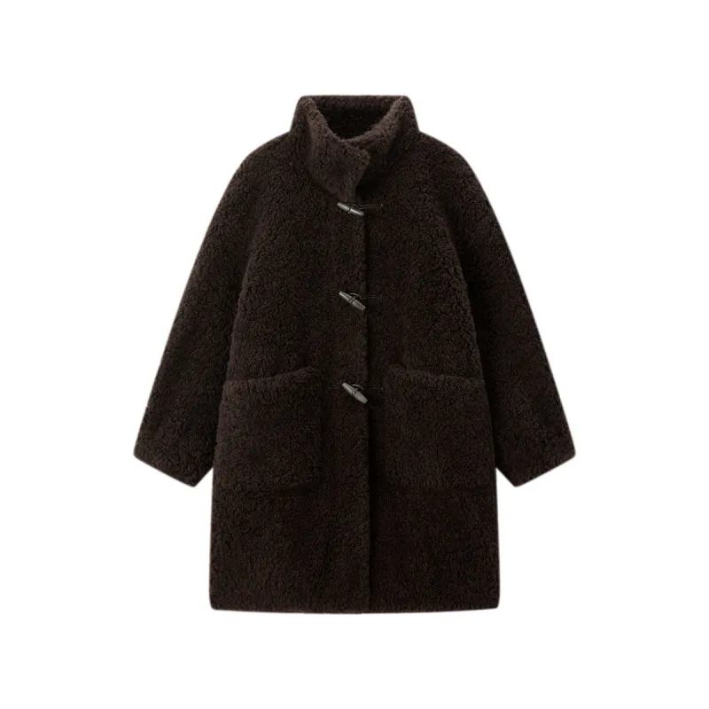 Women's Curly Wool Stand-Collar Coat sold by PEACEBIRD