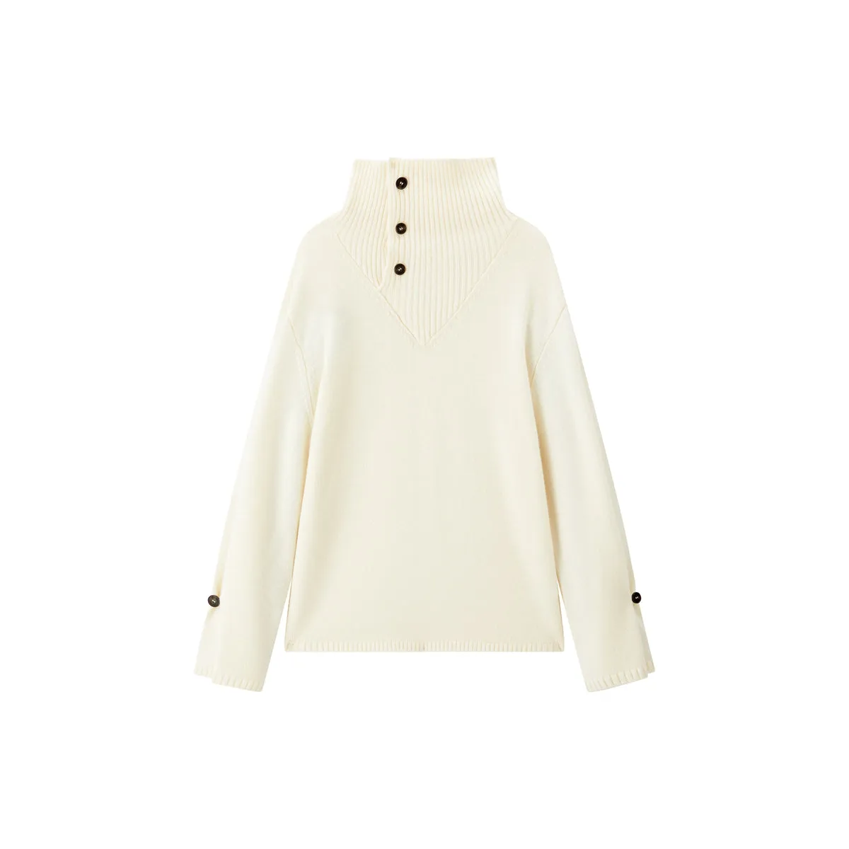 Women's Cashmere-Blend Asymmetric-Neck Knit Sweater sold by PEACEBIRD product image thumbnail 2