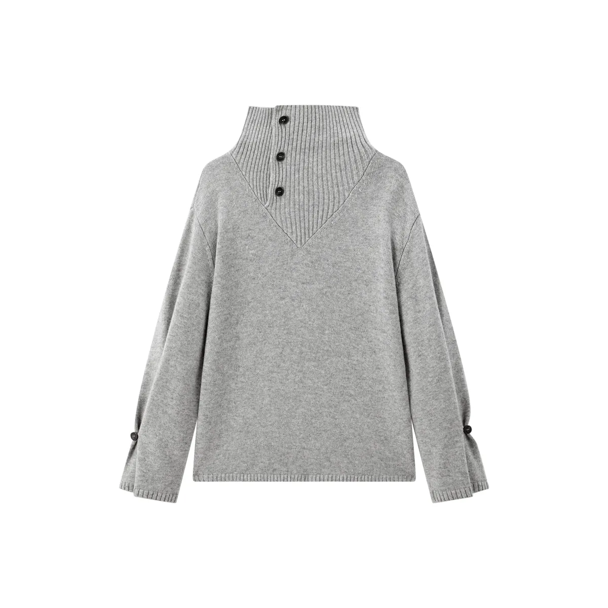 Women's Cashmere-Blend Asymmetric-Neck Knit Sweater sold by PEACEBIRD