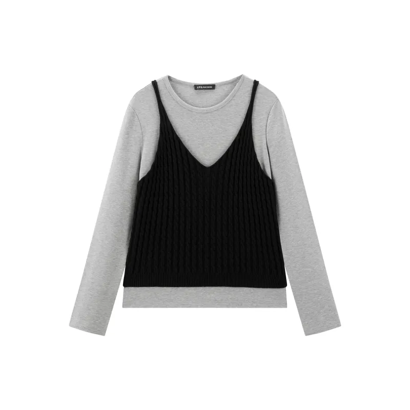 Women's Long-Sleeve T-Shirt & Cashmere-Blend Vest Set sold by PEACEBIRD