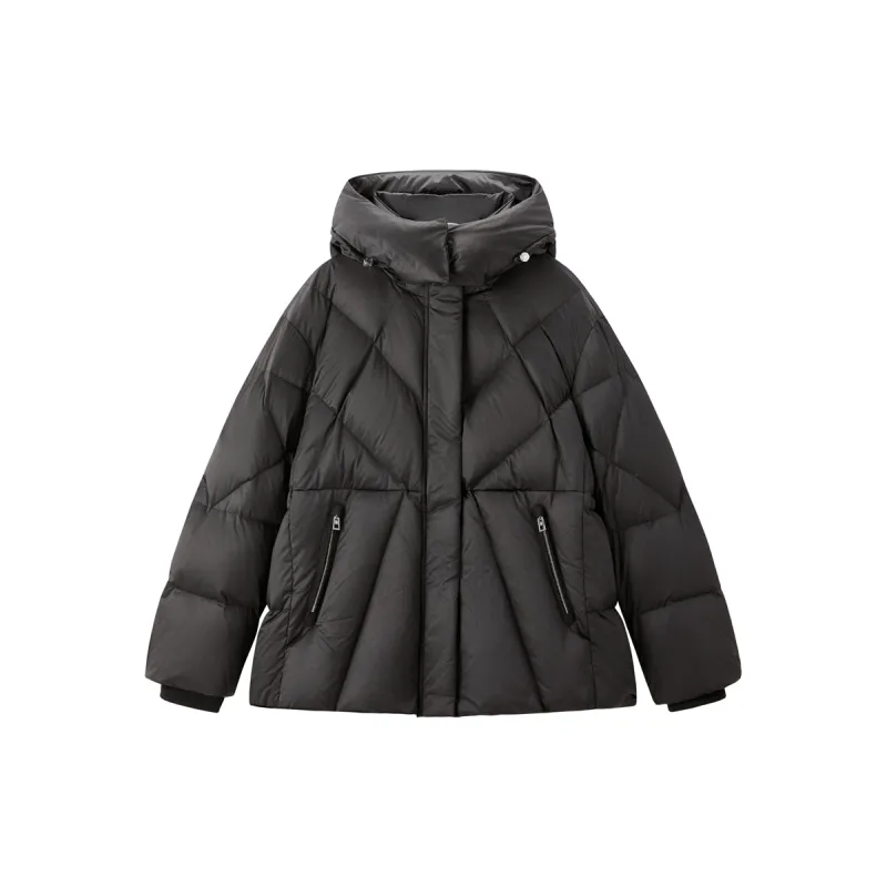 Women's Diamond-Quilted Drawstring Puffer Jacket sold by PEACEBIRD