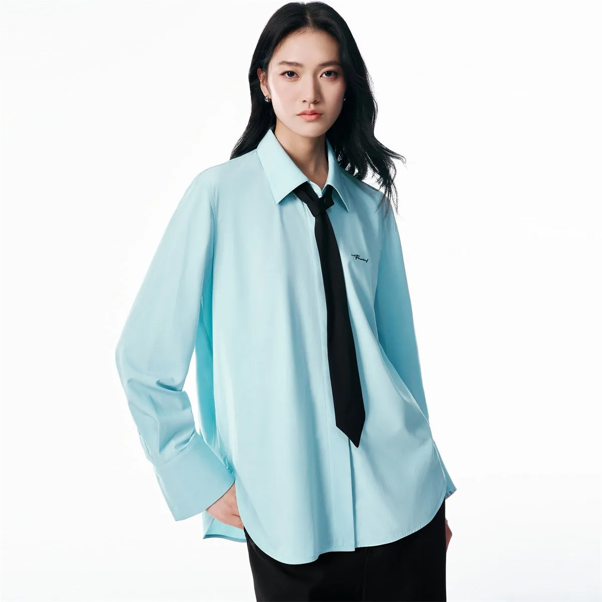 Women's Relaxed Shirt with Detachable Tie sold by PEACEBIRD product image thumbnail 2