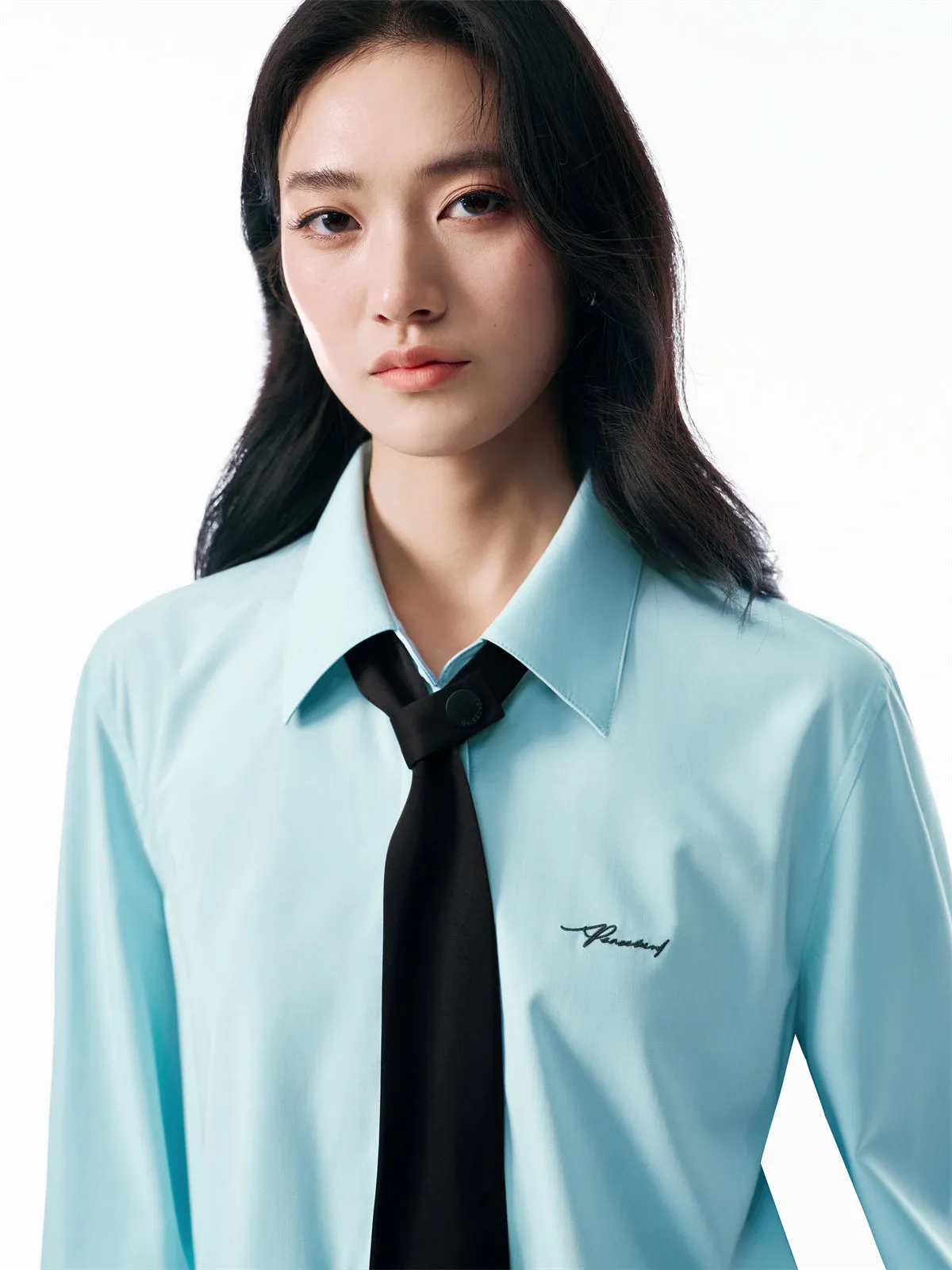 Women's Relaxed Shirt with Detachable Tie sold by PEACEBIRD product image thumbnail 4