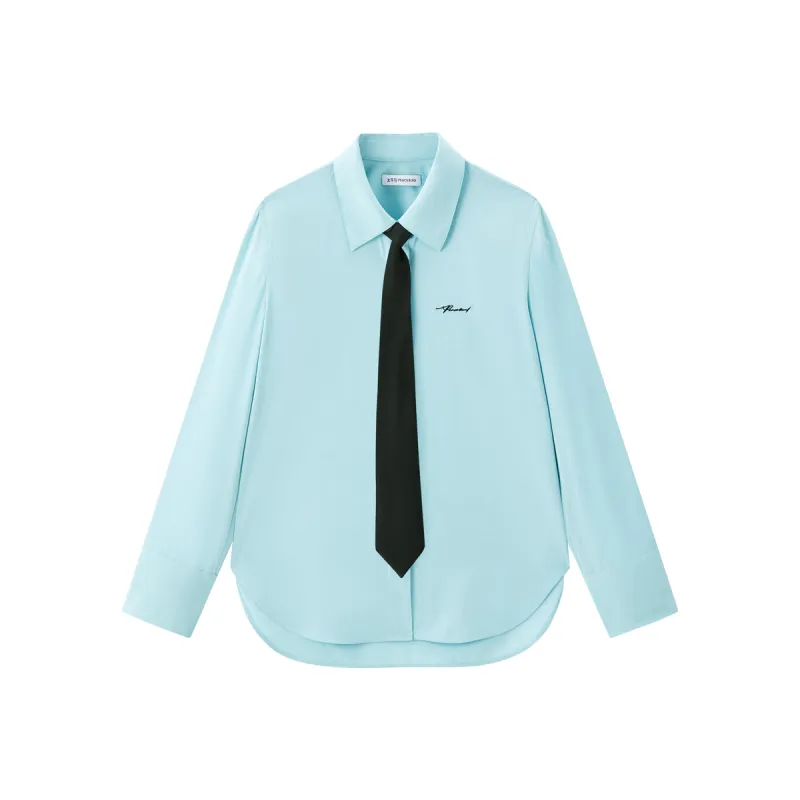Women's Relaxed Shirt with Detachable Tie sold by PEACEBIRD