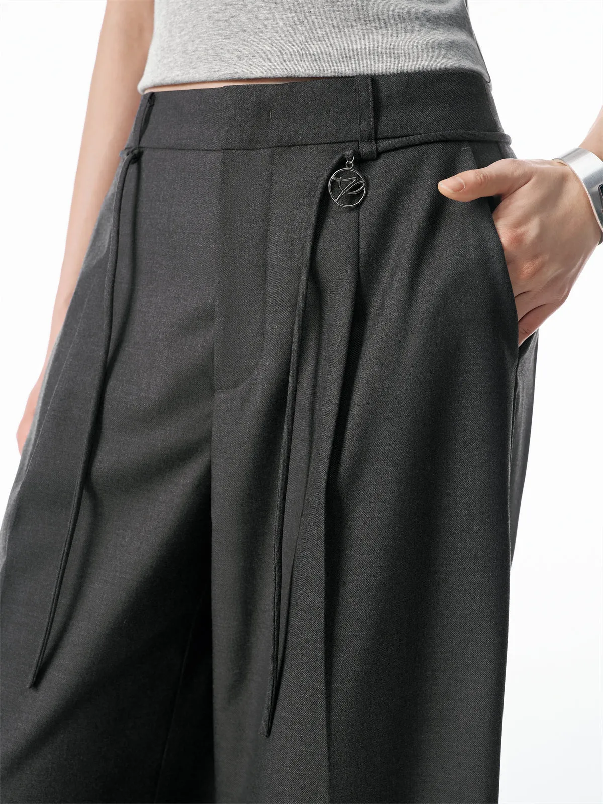 Women's Oversized Suit Pants with Detachable Belt sold by PEACEBIRD product image thumbnail 4