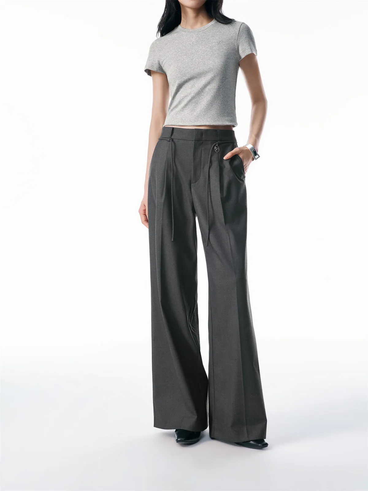 Women's Oversized Suit Pants with Detachable Belt sold by PEACEBIRD product image thumbnail 2