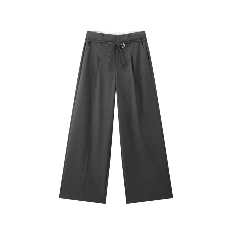 Women's Oversized Suit Pants with Detachable Belt sold by PEACEBIRD