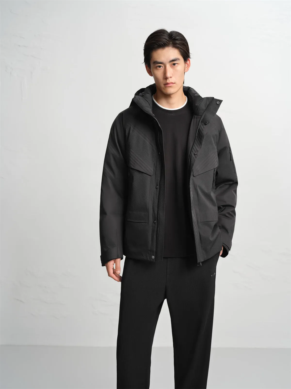 Men's 3D Jacquard Textured Goose Down Jacket sold by PEACEBIRD product image thumbnail 2