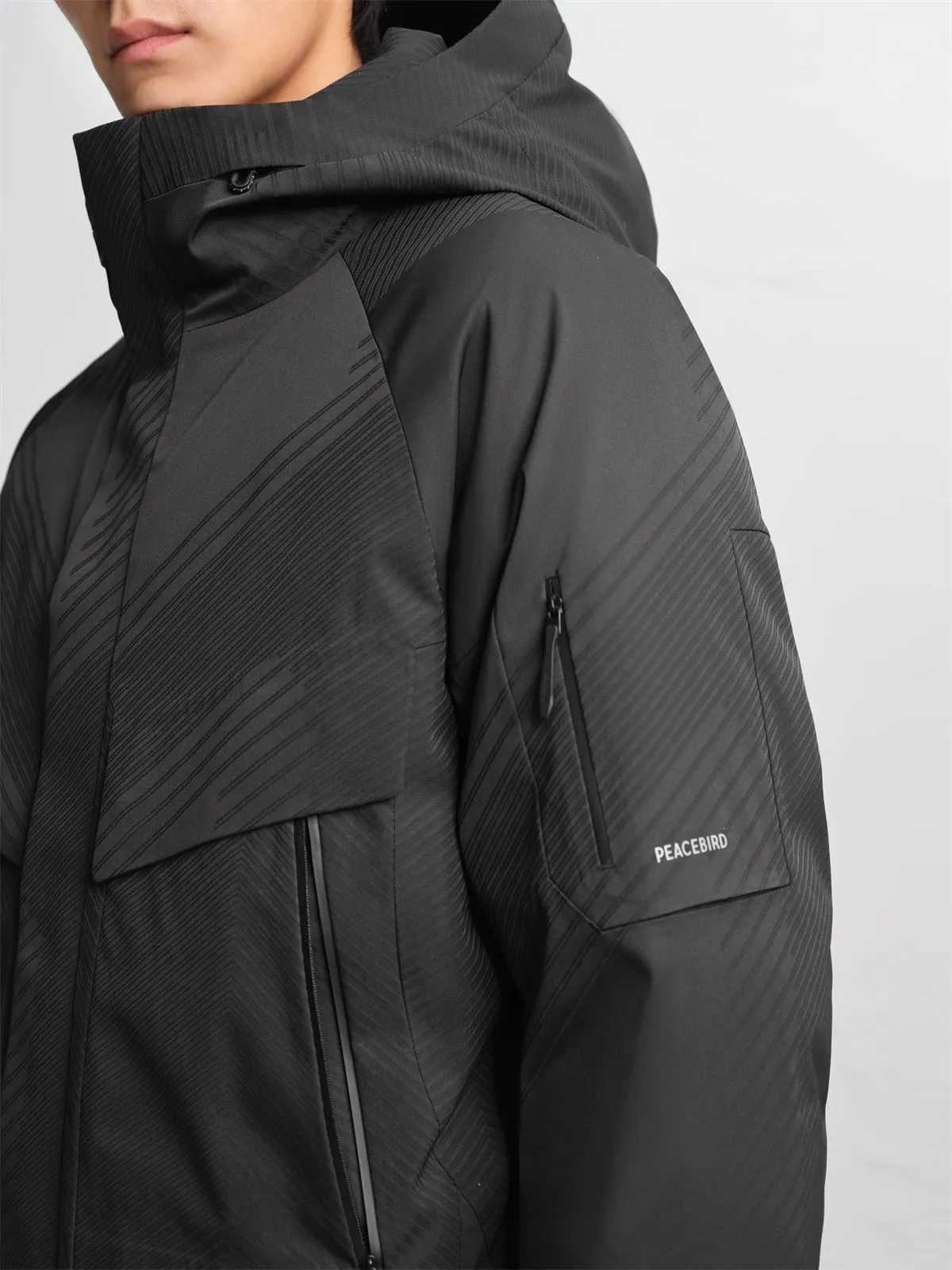 Men's 3D Jacquard Textured Goose Down Jacket sold by PEACEBIRD product image thumbnail 4