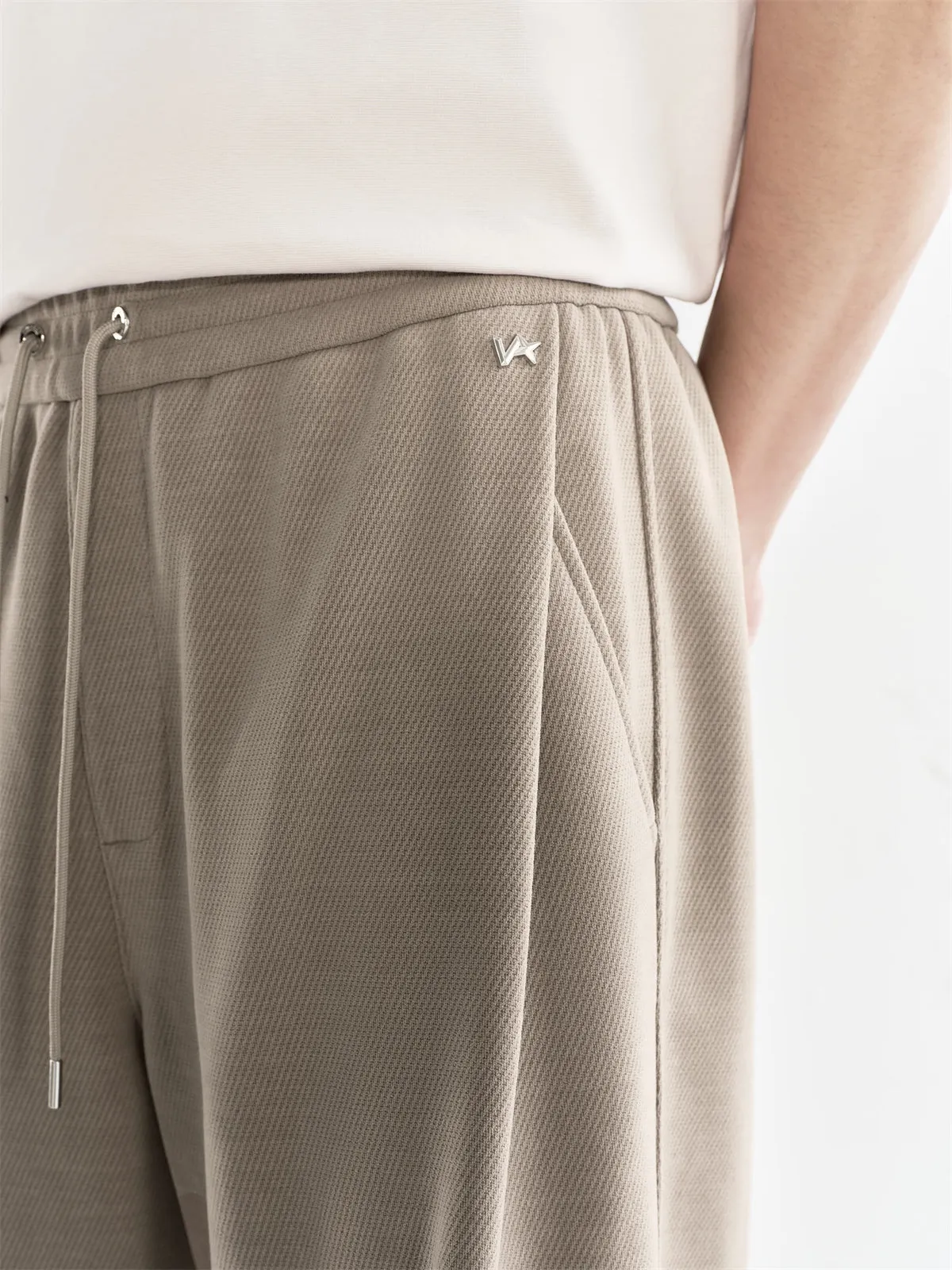 Men's Khaki Drawstring-Waist Straight Pants sold by PEACEBIRD product image thumbnail 4