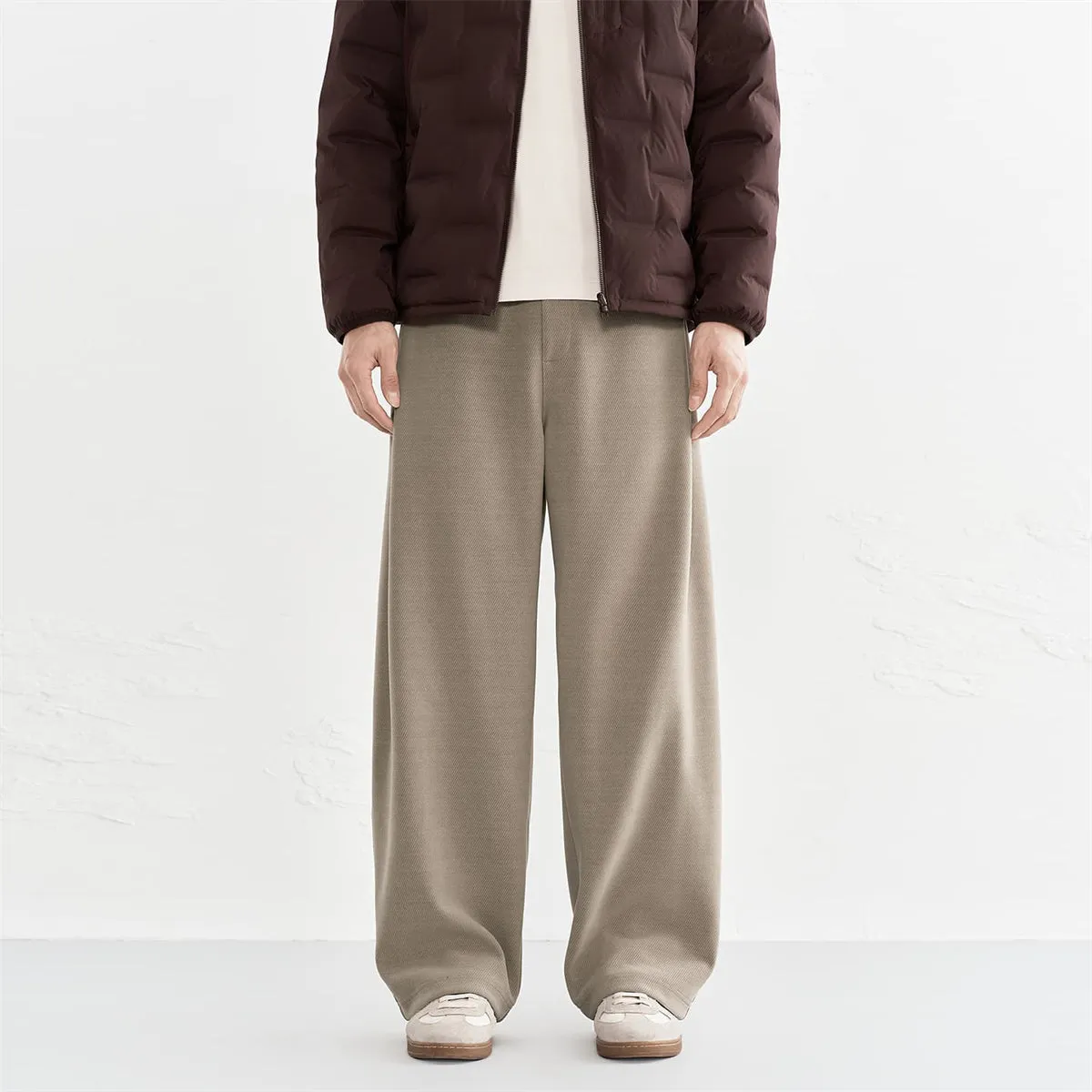Men's Khaki Drawstring-Waist Straight Pants sold by PEACEBIRD product image thumbnail 2