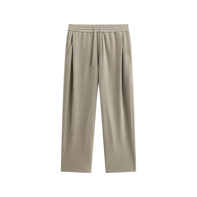 Men's Khaki Drawstring-Waist Straight Pants sold by PEACEBIRD