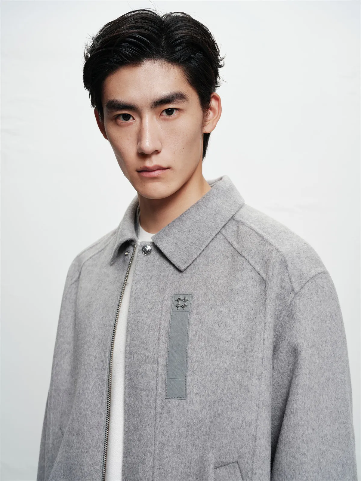 Men's Grey Wool-Blend Textured Jacket sold by PEACEBIRD product image thumbnail 4