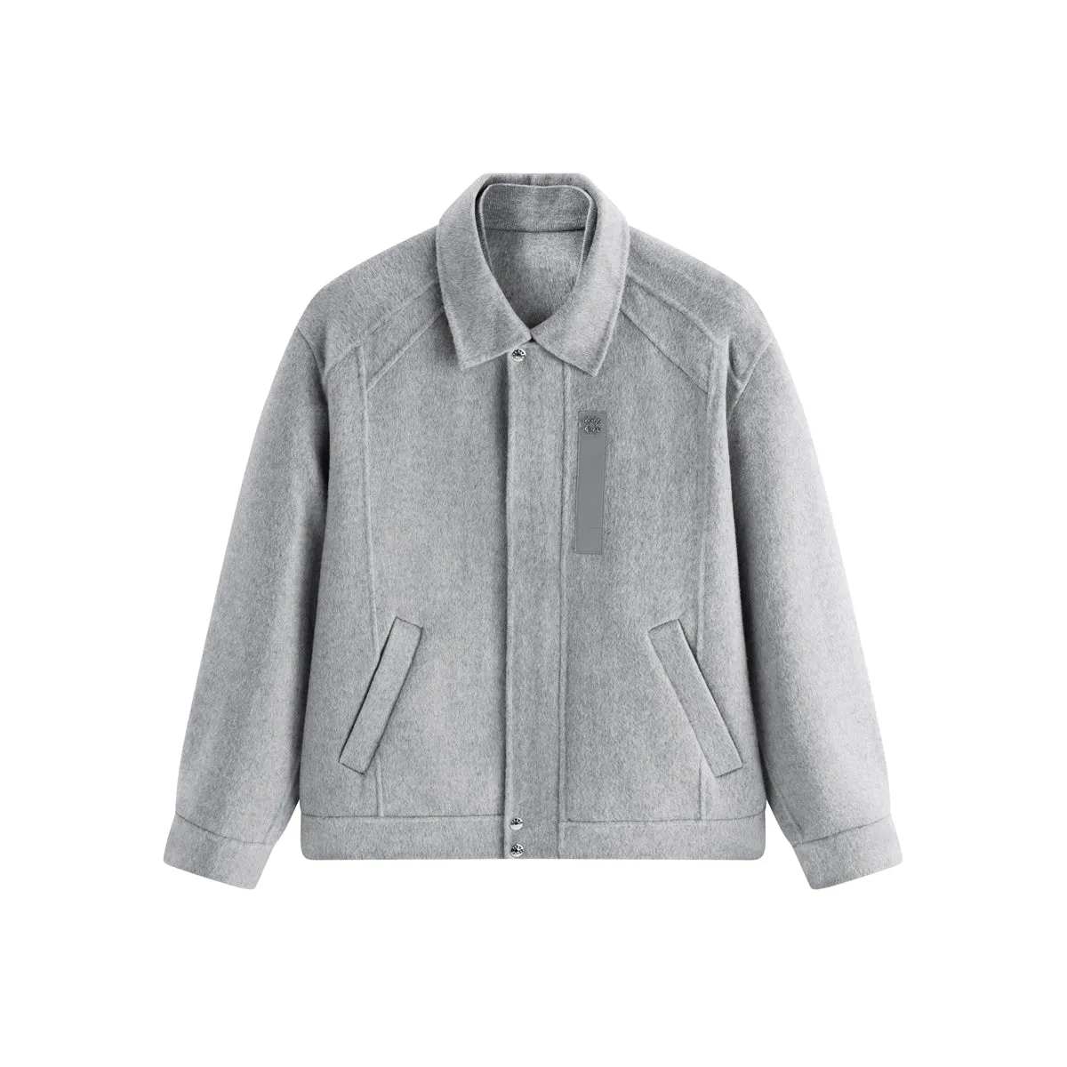 Men's Grey Wool-Blend Textured Jacket sold by PEACEBIRD