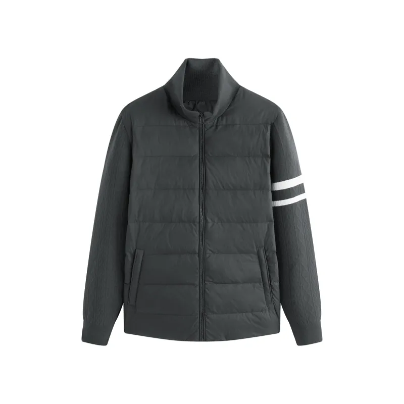 Men's Knit-Panel Lightweight Stand-Collar Goose Down Jacket sold by PEACEBIRD