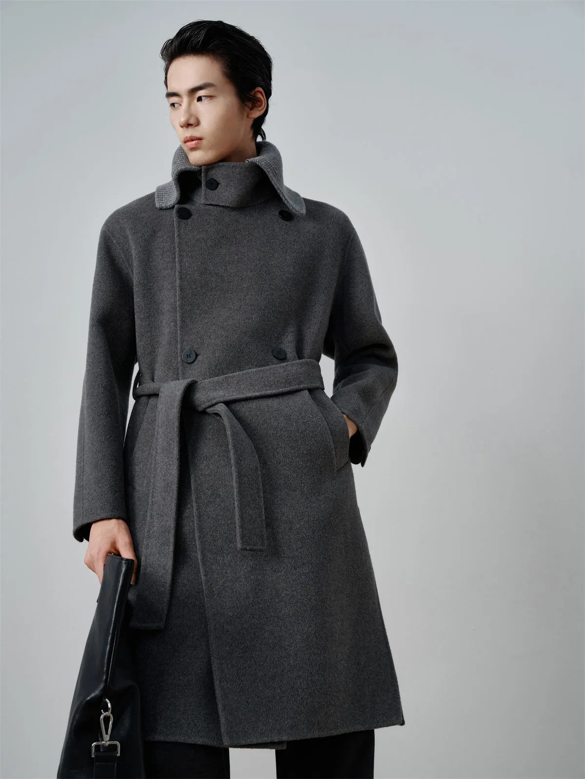 Men's Relaxed Camel Hair-Blend Double-Face Wool Coat sold by PEACEBIRD product image thumbnail 2