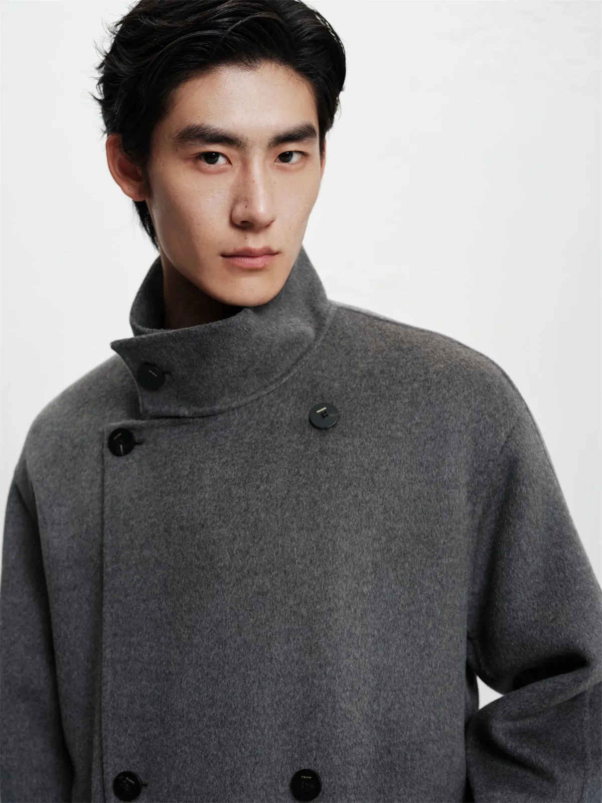 Men's Relaxed Camel Hair-Blend Double-Face Wool Coat sold by PEACEBIRD product image thumbnail 4