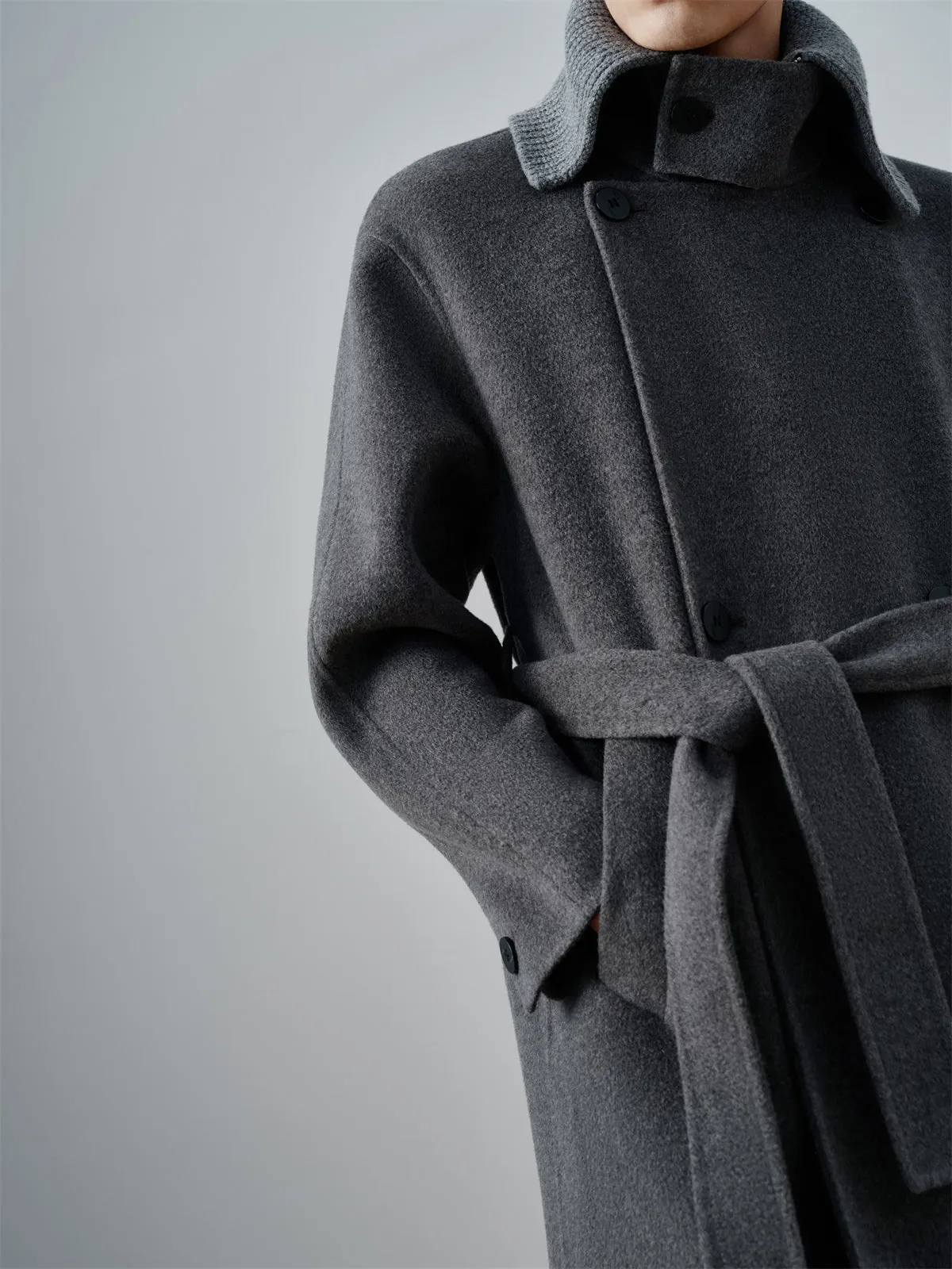 Men's Relaxed Camel Hair-Blend Double-Face Wool Coat sold by PEACEBIRD product image thumbnail 5