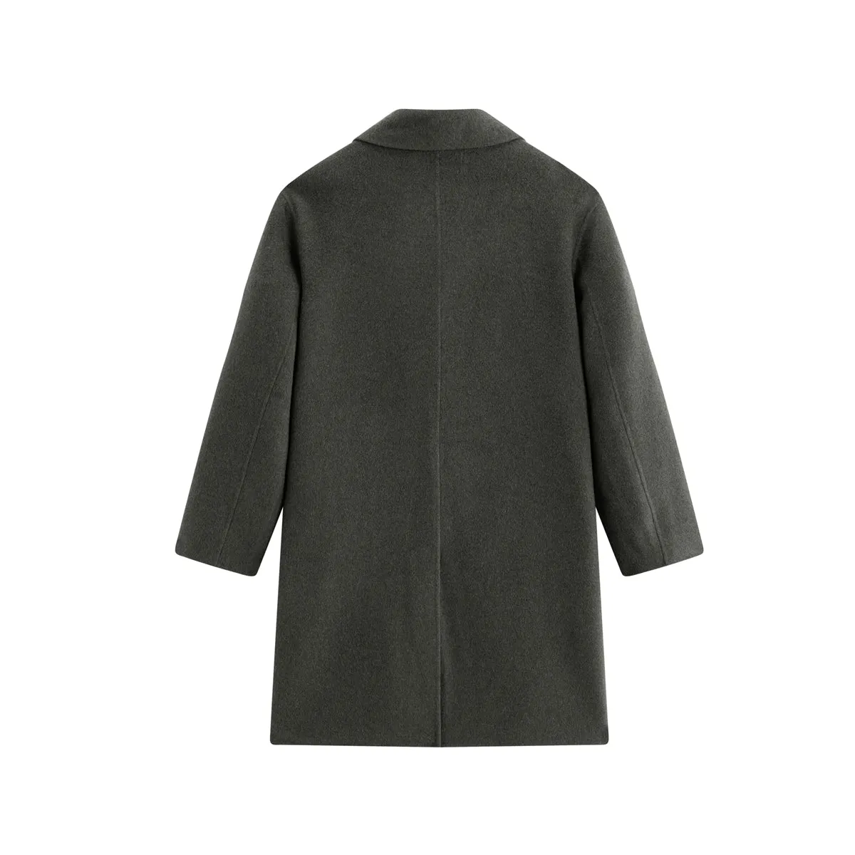 Men's Olive Double-Face Wool Coat sold by PEACEBIRD product image thumbnail 3