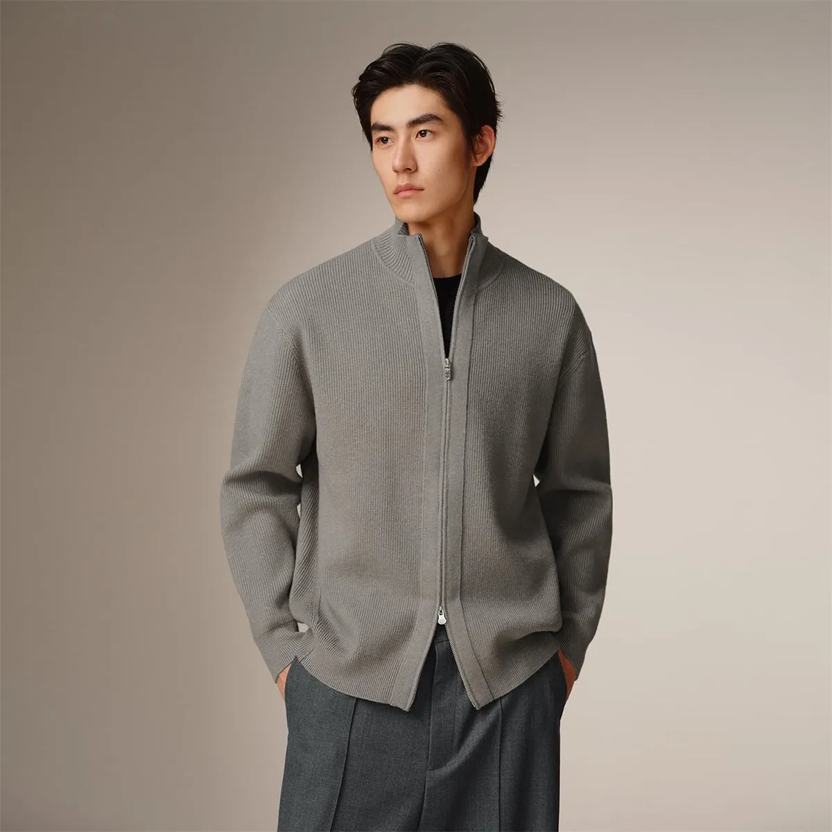 Men's Solid Relaxed-Fit Knit Cardigan sold by PEACEBIRD product image thumbnail 2