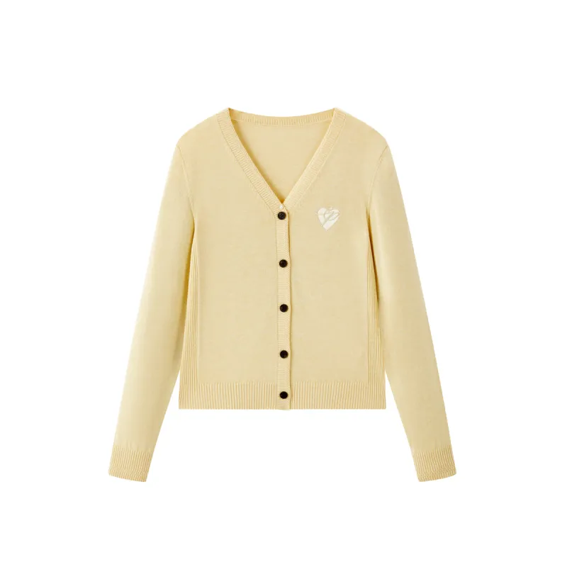 Women's Short V-Neck Embroidered Cardigan sold by PEACEBIRD