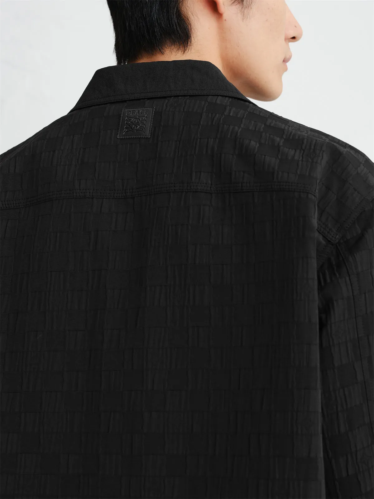 Men's Relaxed Checkerboard Jacquard Shirt sold by PEACEBIRD product image thumbnail 5