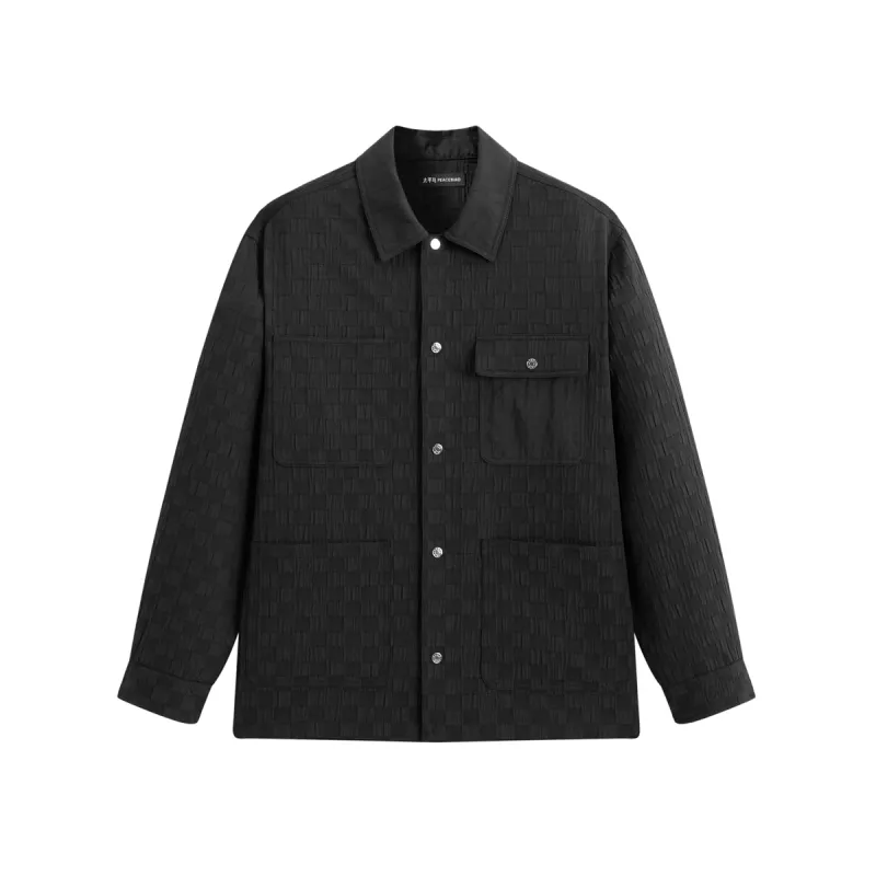 Men's Relaxed Checkerboard Jacquard Shirt made by PEACEBIRD